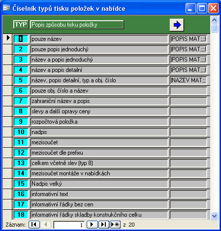 21 Modul Číselník Např. může technický parametr 1 v databázi zboží vystupovat jako rozměr.