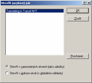 projekt/složku/soubory (přidáváte-li referenční materiál). Poté vyberte příslušný slovník ze seznamu nebo v počítači nalistujte příslušnou složku na pevném disku. 3.