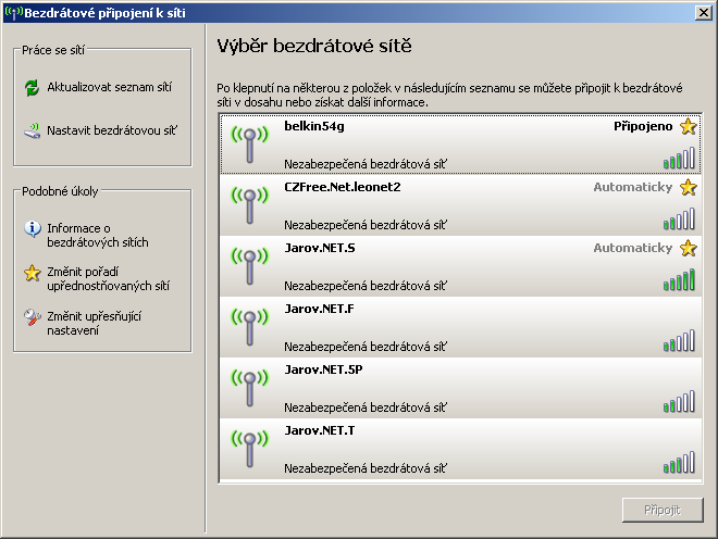 6.2 Konfigurace klienta Bezdrátové síťové adaptery se z pohledu OS příliš neliší od klasických síťových adaptérů. Operační systém nevyžaduje žádné zvláštní prostředky k instalací bezdrátových klientů.