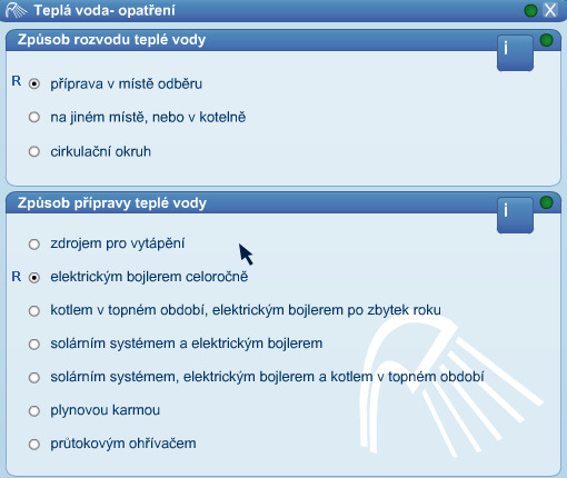 Nakonec je nutné zadat způsob přípravy teplé vody elektrický bojler celoročně viz. obrázek 5. Obrázek 5 - Teplá voda Zdroj: Vlastní - na základě softwaru Hestia 5 Vivid.