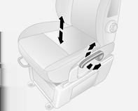 Sedadla, zádržné prvky 37 Opěradla Opěradlo odpruženého sedadla Výška sedadla Zatáhněte za páku, nastavte sklon a páku uvolněte.