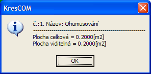 Prvky, které se použijí pro výpočet detailních kubatur mají při daném číselném kódu shodnou barvu. U typu plocha mají i shodnou barvu výplně.