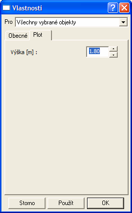 Vlastnosti Plotu Pro objekt plotu lze nastavit v