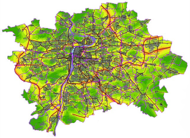 HLUK Název projektu Výpočtové hlukové mapy automobilové dopravy v denní a noční době 2007 Hluk jako součást projektu ENVIS4 (výpočty pro územní detail, 24 MČ, JPD2) Rok zpracování 2007 Zpracovatelé
