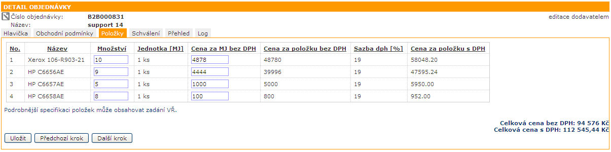 Poznámka Objednávka se do složky dodáno přesune i v případě, že výše uvedený postup provede Zadavatel.