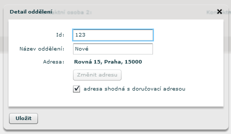 3.2.3.1. Nová adresa a oddělení Novou adresu vytvoříte tlačítkem + NOVÁ doručovací adresa: Můžete vybrat jednu z již existujících adres, nebo vytvořit adresu zcela novou.