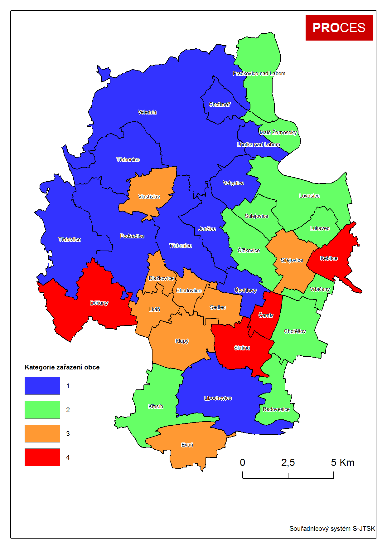 Na základě hodnocení jednotlivých témat byly počítány průměry za pilíř pro kaţdou obec.