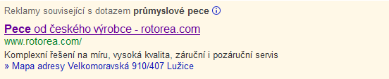 Obrázek 2.10: Ukázka PPC reklamy ve vyhledávací síti Googlu Možnosti vyhledávacích sítí se liší a je dobré využívat obě varianty.