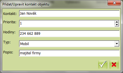 V záložce Obecné je možno změnit název snímače, doplnit Stručný popis a Popis. Ostatní položky neměňte! Uložení potvrďte kliknutím na ikonku v pravé horní části okna ve tvaru.