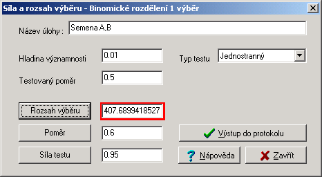 Hladina významnosti Zadaná hladina významnosti testu. Předpokládaný průměr X1 Zadaný průměr prvního výběru. Předpokládaný průměr X2 Zadaný, nebo vypočtený průměr druhého výběru.