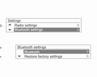 114 Informační systém - Výběr pásma: Zvolte Obě, Pásmo L nebo Pásmo III. [Nastavení Bluetooth] Bluetooth: Vstupte do nabídky Nastavení Bluetooth. Aktivace: Zvolte Zap nebo Vyp.