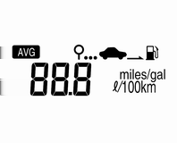 88 Přístroje a ovládací prvky Průměrná rychlost Vzdálenost, kterou lze ujet na zbývající palivo Vzdálenost, kterou lze ujet na zbývající palivo v nádrži, může být změněna prostřednictvím řidiče,