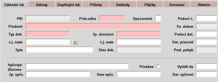 Obrázek 12 Signalizace plnění lhůty pro vyřízení dokumentu Barva pole "Příznak důležitosti" signalizuje plnění lhůty pro vyřízení dokumentu.