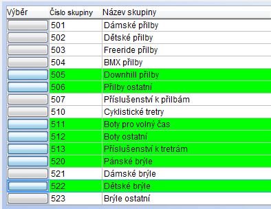 Komponenta výběru skupin pracuje ve dvou režimech. 1. definice spojitého intervalu Dle tohoto zadání bude statistika zařazovat do datové odpovědi všechny položky, které patří do skupiny od č.