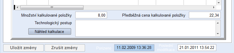 Množství v receptuře Obr. Množství kalkulované poloky Druhou možností je zadat množství surovin do receptury pro větší sumu kalkulovaných položek.