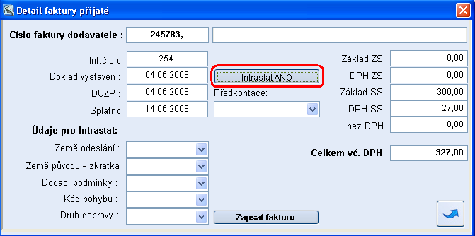 Příjemka a faktura dodavatelská Po zapsání příjemky do systému musíme tuto příjemku spárovat s fakturou. Tato operace se provádí v menu Příjem Párování příjemek s fakturou dodavatele.