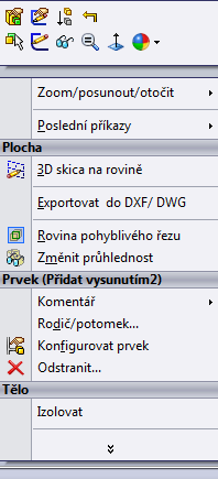 - Ostatní závislé prvky. Základem je objemové nebo povrchové těleso.