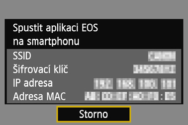 Vytvo ení p ipojení pomocí režimu p ístupového bodu fotoaparátu 5 6 7 8 P ipojte smartphone k fotoaparátu.