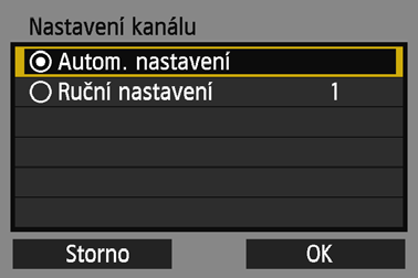 Vytvo ení p ipojení pomocí režimu p ístupového bodu fotoaparátu P i výb ru možnosti [Ru ní p ipojení] Na jednotlivých obrazovkách zadejte [SSID], [Nastavení kanálu] a [Nastav. šifrování].