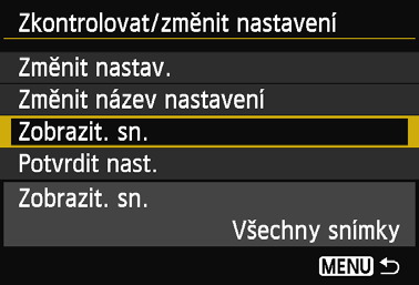 Nastavení snímk pro zobrazení Ve fotoaparátu si m žete nastavit, které snímky bude možné ve smartphonu zobrazit. 1 Vyberte položku [Funkce Wi-Fi].