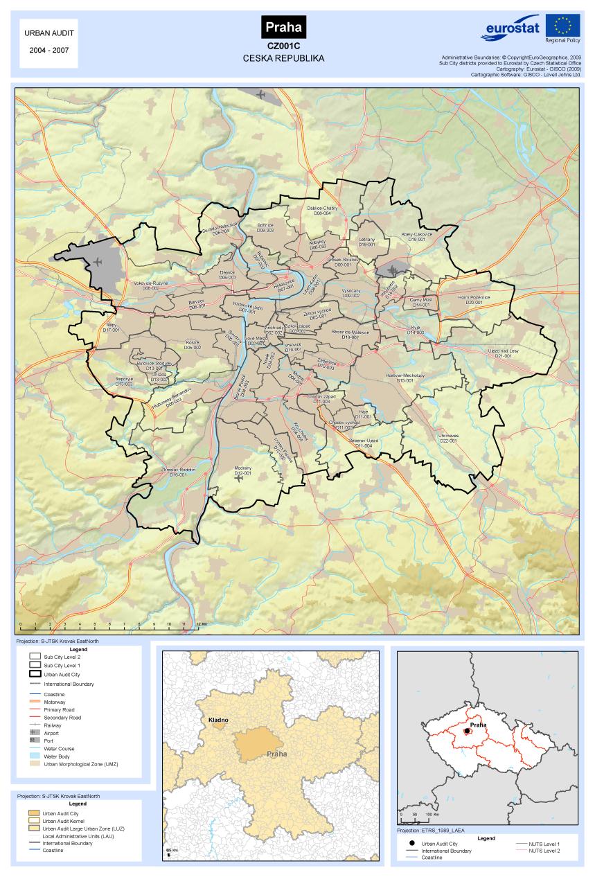 Urban Audit - základní informace data Urban Atlas od počátku koncipována jako prostorová data