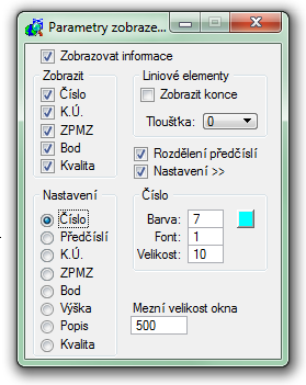 4.2.6.1 Nastavení zobrazení Funkce slouží pro nastavování dynamického zobrazování bodů v PCB a PCB2. Importovaný bod do výkresu je prvek typu PointString a fyzicky jde pouze o tečku.