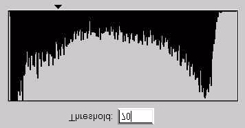 Poznámka: Tato funkce je dostupná pouze v případě, že vyberete typ obrazu Line Art [Čárová grafika]. Osa x v histogramu představuje úroveň jasu pixelů v obrazu (od 0 do 255 zleva doprava).