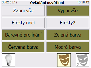 Pokud jsou výchozí scéna a její následující scéna nastaveny jako togglovací, tak se přenáší jak stav zapnutí (po uplynutí doby prodlevy mezi scénami), tak stav vypnutí.