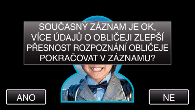 Záznam Při detekci úsměvu se zobrazí animace (efekt) Při dotyku obrazovky se zobrazí animace (efekt) Registrace osobní autorizační informace lidského obličeje 5 Nasměrujte kameru ke snímané osobě