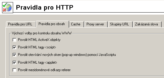 Kapitola 6 Filtrování obsahu 6.2 Pravidla pro obsah WWW stránek WinRoute umožňuje blokovat určité prvky v HTML stránkách.