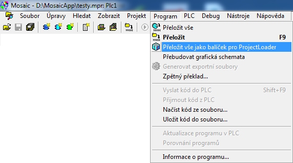C:\Users\TECOMAT\Desktop\project.ZIP. Dále bude nově nahraný program zapsán do záložní paměti EEPROM Flash a na závěr proveden studený restart. Čas systému nebude změněn.
