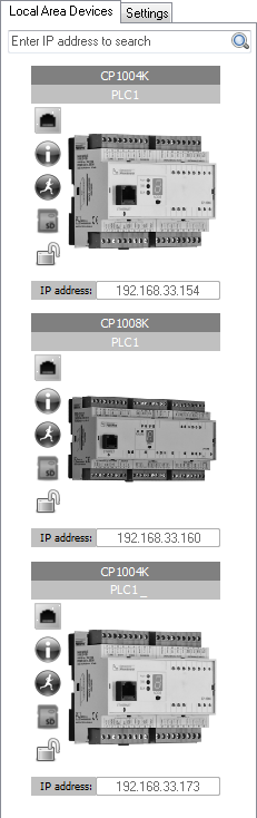 4.2.2 Seznam dostupných PLC zařízení v lokální síti (Local Area