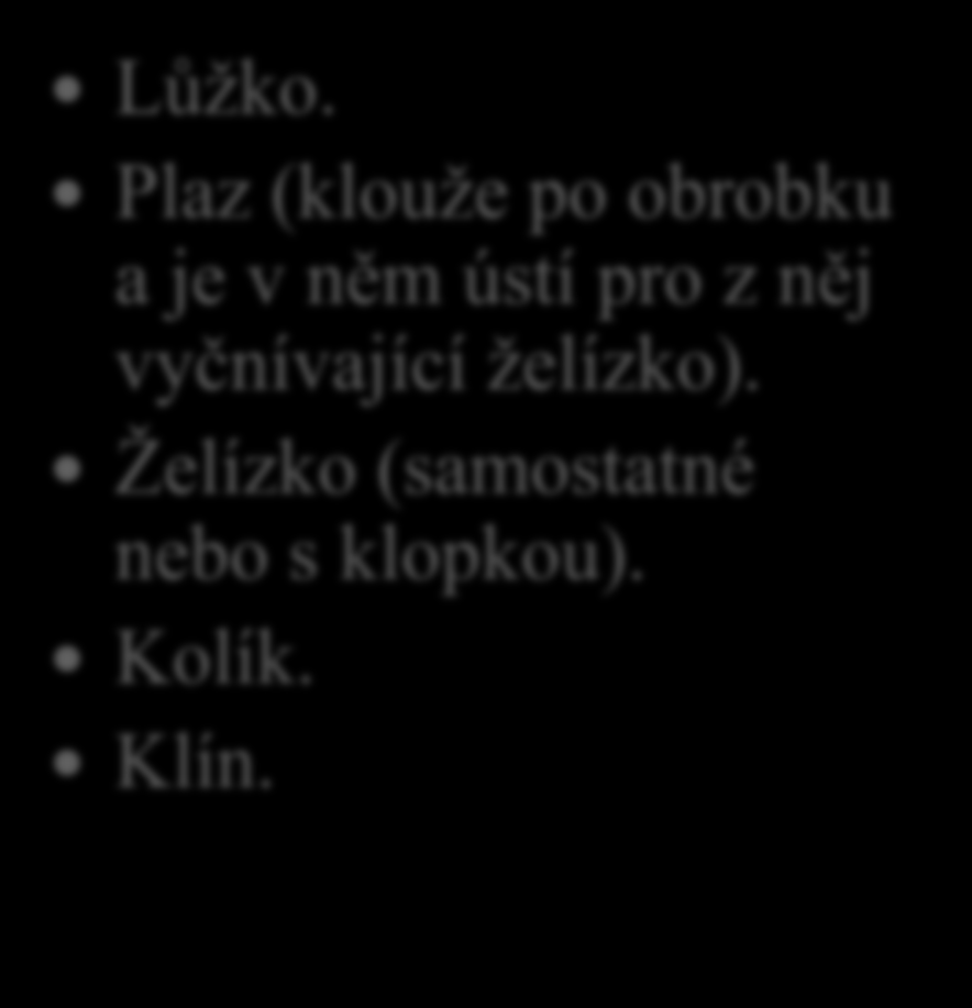 Hoblování a druhy hoblíků 16. Z jakých částí se skládá hoblík? Lůžko.