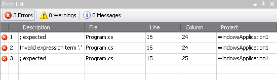 5.5 Error list Zobrazují se v něm chybová hlášení a varování například při špatně deklarované proměnné, či jakémkoliv jiném prohřešku proti pravidlům.