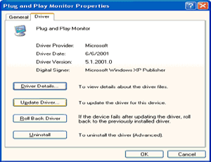 5. Zvolte kartu "Nastavení' a potom klepněte na tlačítko 'Upřesnit'. 6. Zvolte kartu 'Monitor' - Pokud je tlačítko 'Vlastnosti' neaktivní, znamená to, ţe monitor je správně konfigurován.