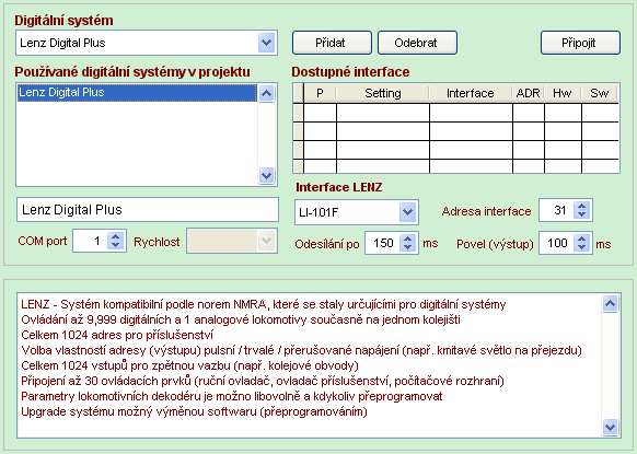 Parametry pro systém přenosu čísel vlaků CV Zapnutí nebo vypnutí systému přenosu čísel vlaků Zadání CV a času odjezdu vlaku ze st.