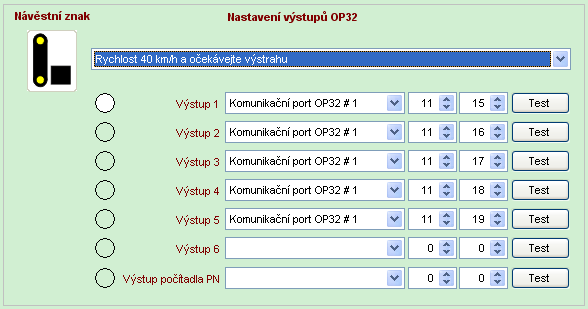 Poznámka: Návěstidlo umístěné v reliéfu je funkční pouze pokud je definována adresa a impulsy výstupu. Umístění symbolů návěstidel by mělo být vždy na začátku a konci přímé koleje.