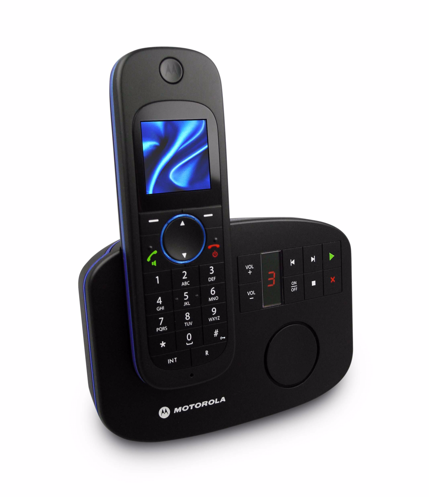 Řada Motorola D1110 Digitální bezdrátový telefon se záznamníkem Výstraha