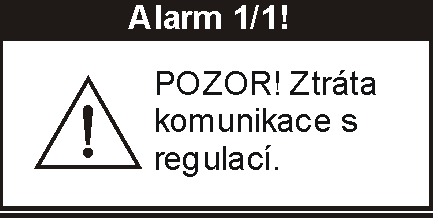 podavače neklesá, regulátor vypne podavač a už ho nezapne. Pro vyrušení alarmu je třeba vypnout a zapnout regulaci. Funkce není aktivní pokud je teplotní čidlo podavače odpojeno nebo poškozeno 19.