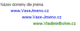 4.3.1 Vybíráme název domény dle našeho jména Pokud chceme psát svůj vlastní blog o sobě a prezentovat sami sebe, je nejlepší zvolit jako název domény vlastní jméno či příjmení, případně jejich