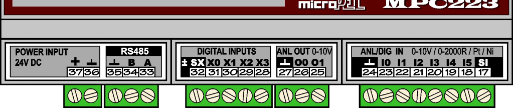 MPC223 MPC223AC, MPC223DC Kompaktní PLC, s reléovými výstupy, 230V napájením a univerzálními analogovými vstupy a výstupy 6x univerzální vstup digitální analogový 0..10V analogový 0.