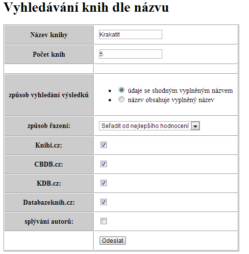 Obrázek č. 20: část výsledku pro knihy Stephena Kinga 5.4.3 Aplikace scénáře 3 na software Zvolíme možnost vyhledání knih dle názvu. Zde zadáme nejprve název první knihy, tedy Krakatit.