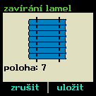 7.3. Polohování Zde se nastavuje polohování lamel ţaluzií při volání základních příkazů, jako je otevření, zavření a staţení lamel. 7.3.1 Polohování Otevírání lamel Tlačítky měníte způsob naklopení lamel.