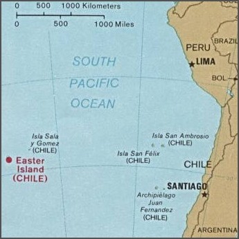 Velikonoční ostrov (Rapa Nui Velká země ) Závislé území (Chile) nejodlehlejší obývaný ostrov světa, vulkanického původu Jacob Roggeveen (HL/NL) ostrov objevil o Velikonoční neděli roku 1722 podnebí