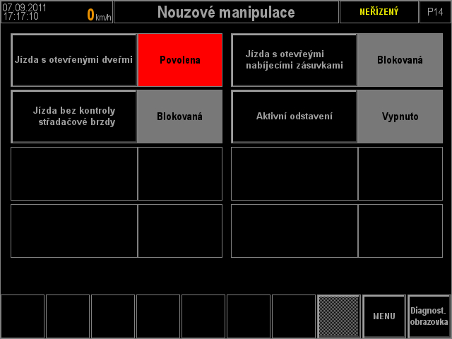 Strana 82/87 Obr. 64: Obrazovka Nouzových manipulací 9.13. Skluzová ochrana Vozidlo je vybaveno ochranou proti skluzu a smyku. Tato funkce je plně automatická.