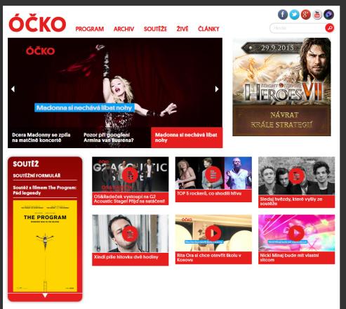 CHYTRÁ MÉDIA WEB WWW.OCKO.TV na podzim 2014 ÓČKO spustilo již třetí verzi vlastní webové stránky ocko.