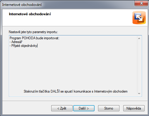 Volbou Další spustíme import dle