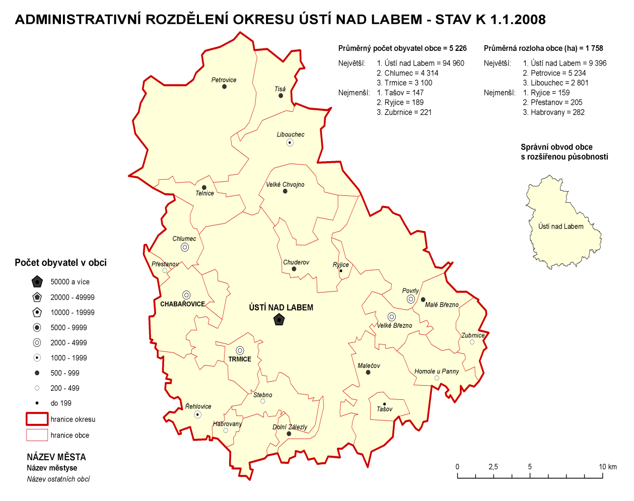 4.2.8 Region Ústecko Rozloha 404,45 km 2 Počet obyvatel 119 494 Počet obcí celkem 23 Počet obcí