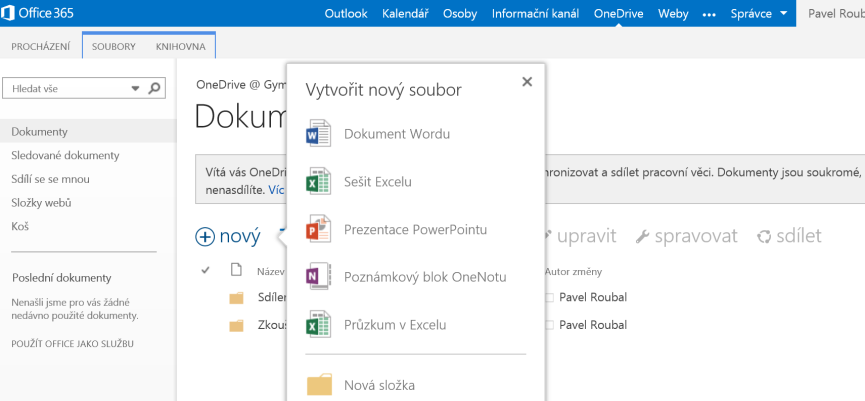 3.4 OneDrive Tato služba zahrnuje kromě cloudového disku také vše ostatní, co je zobrazeno na obrázku výše, je tedy velmi vhodná pro jednotlivce.