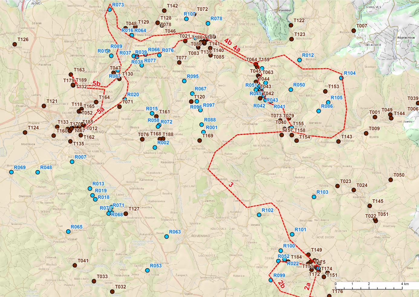 Obrázek 4.7: Tipy na výlet 3, 4a, 4b, 5a, 5b (Lomnice nad Popelkou Semily Železný Brod - Turnov).